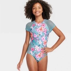 Art Class, girls floral print swimsuit, size L (10-12)